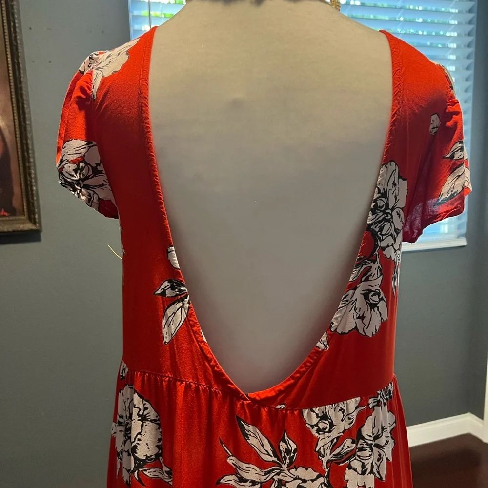 Free People Red Rita Tiered Dress With Pockets. In EUC. Size XS